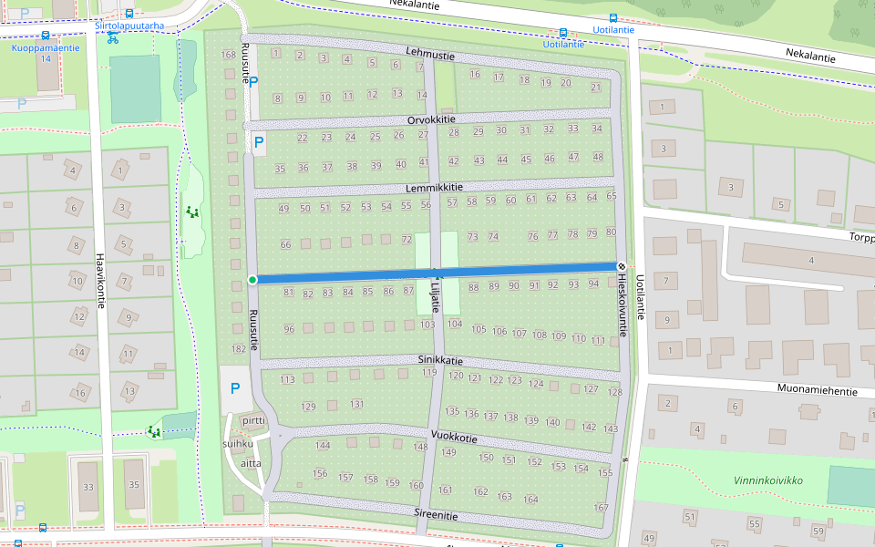 Unikkotie walking route map in Tampere