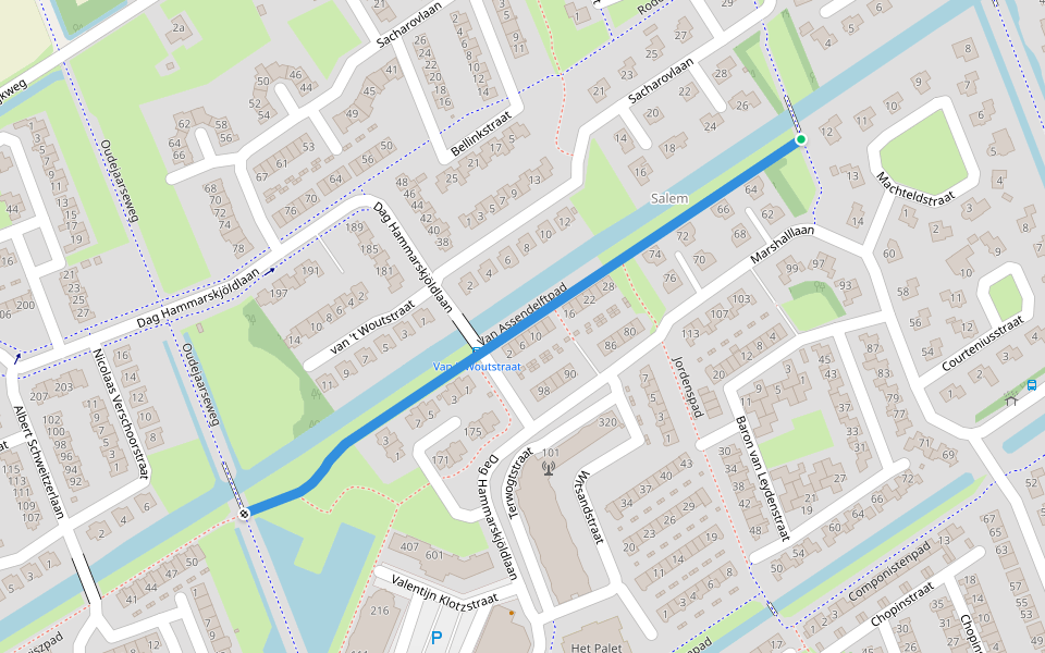 Van Assendelftpad walking route map in Hellevoetsluis