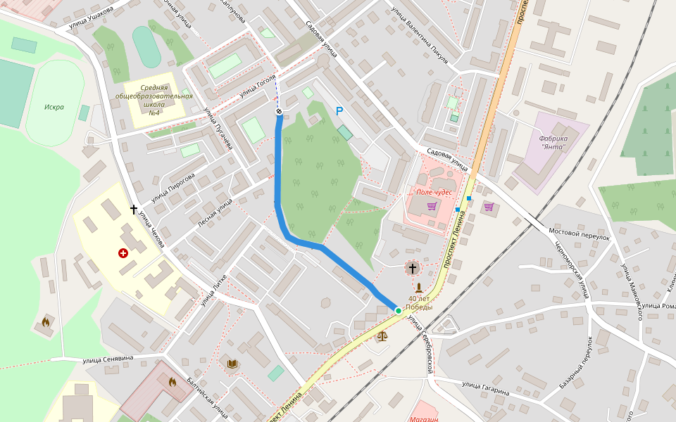 улица Николая Каплунова walking route map in Baltiysk