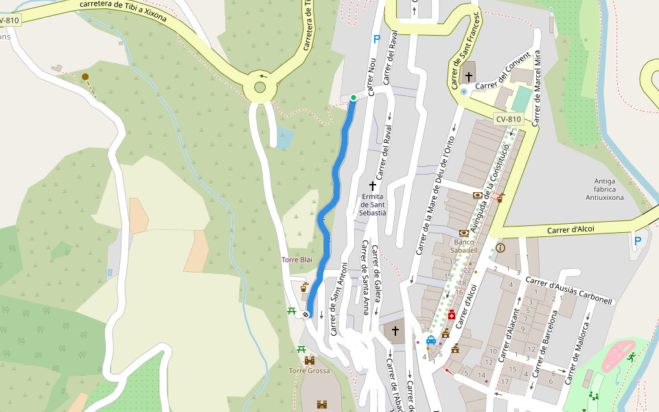Ronda peatonal walking route map in Xixona