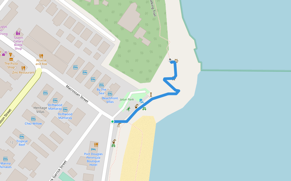 Flagstaff Hill Trail walking route map in Port Douglas
