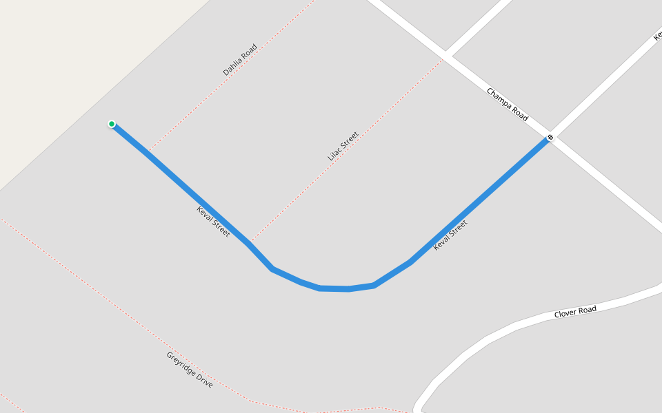 Keval Street walking route map in KwaDukuza