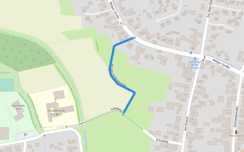 An den Schipsewiesen walking route map in Nienburg/Weser