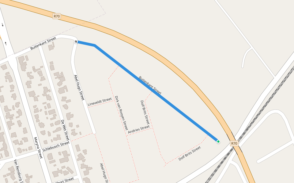Buitenkant Street walking route map in Hennenman