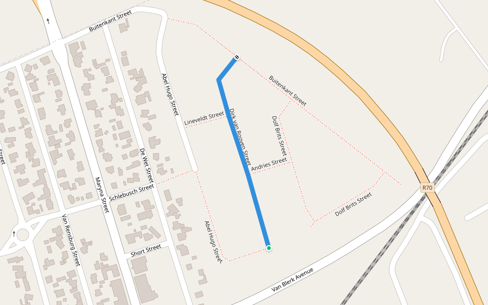 Dirk van Rooyen Street walking route map in Hennenman