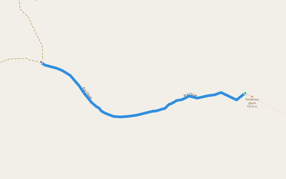 Put Oluje walking route map in Garjak