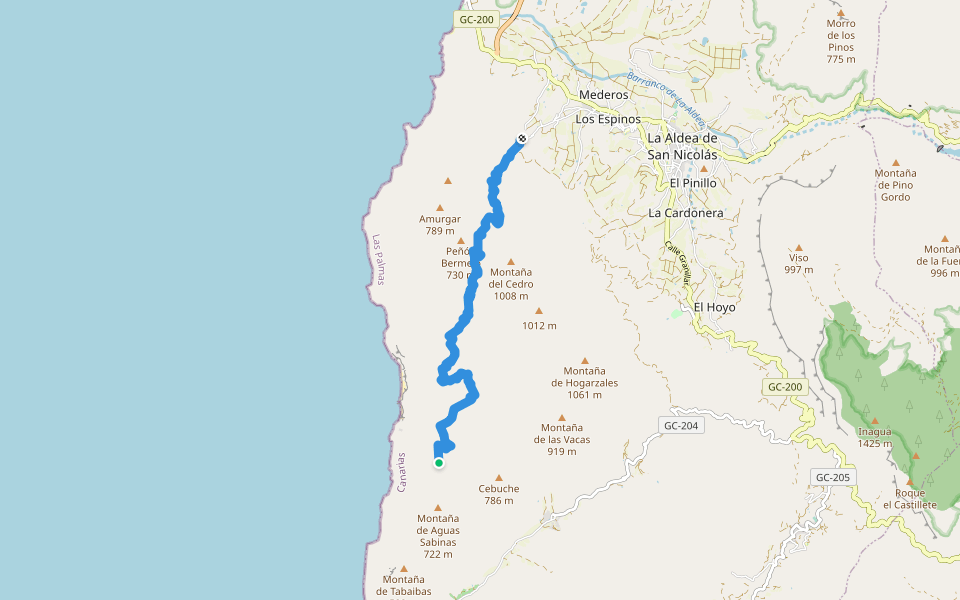 Camino de Güigüi Chico walking route map in Tasartico