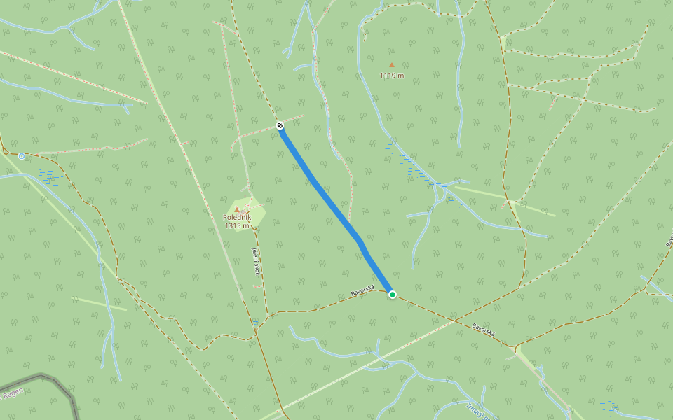 Adámkova svážnice walking route map in Prášily