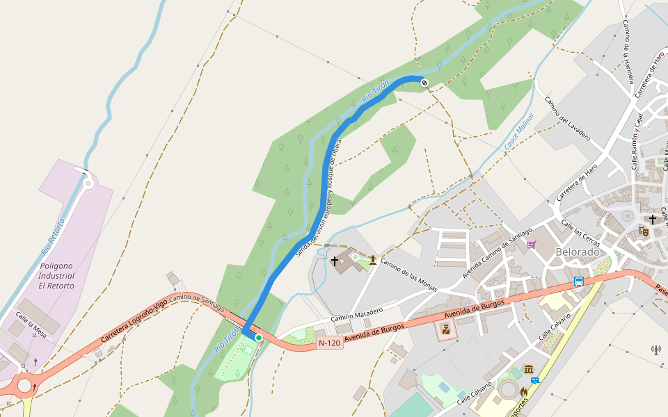 Senda del visón europeo y bosque de ribera walking route map in Belorado