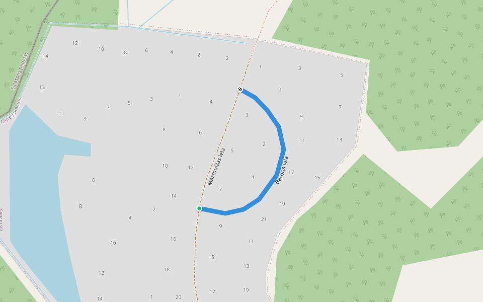 Barona iela walking route map in Kancersili