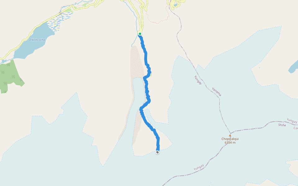 Via Chopicalqui walking route map in Vaquería
