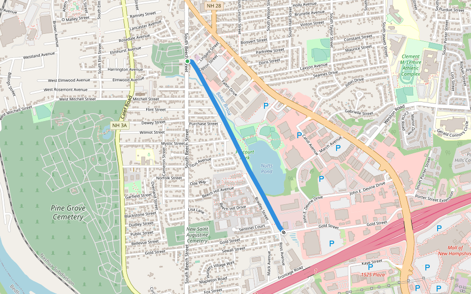 South Manchester Trail walking route map in Manchester