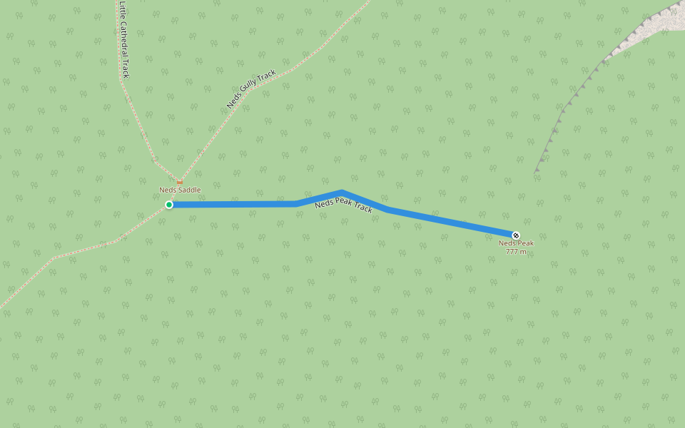 Neds Peak Track walking route map in Taggerty