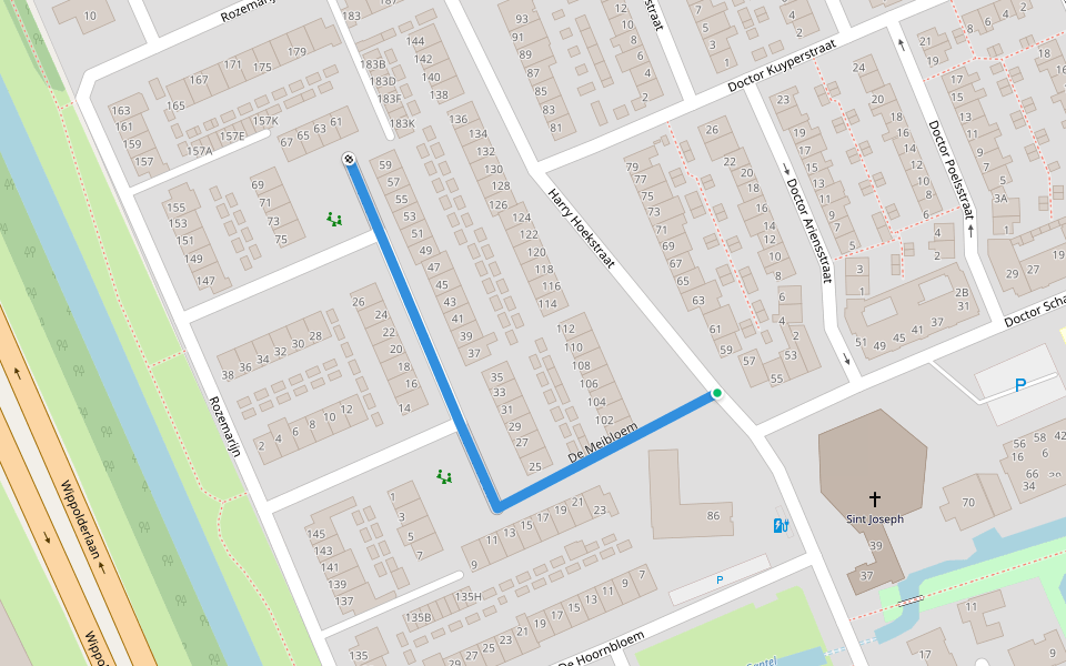 De Meibloem walking route map in Wateringen