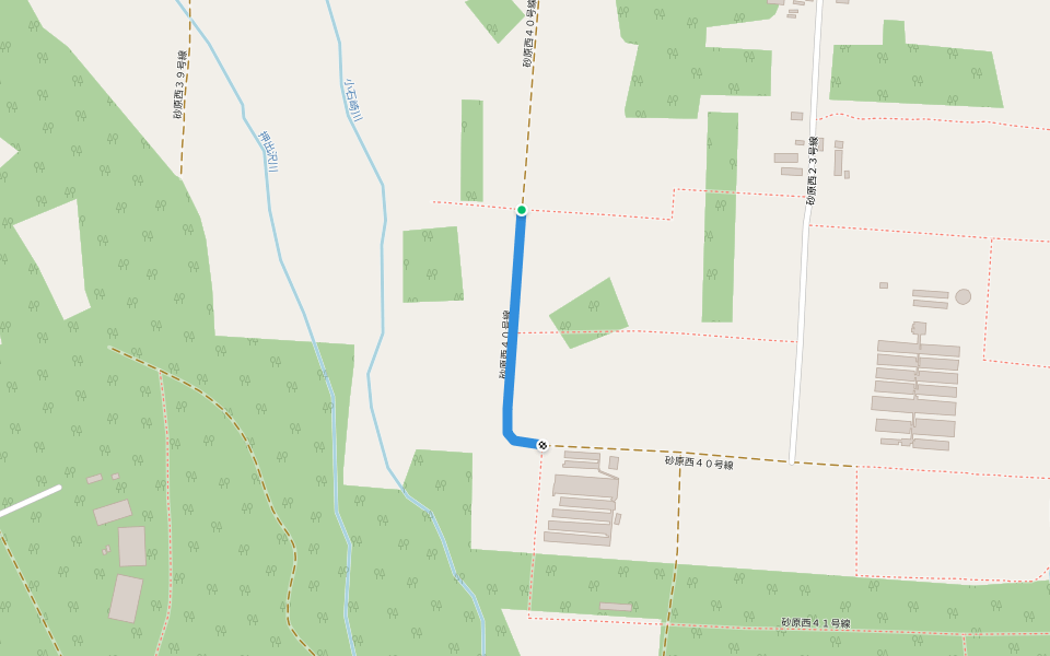 砂原西４０号線 walking route map in Mori