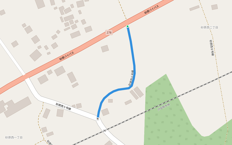 砂原西６号線 walking route map in Mori