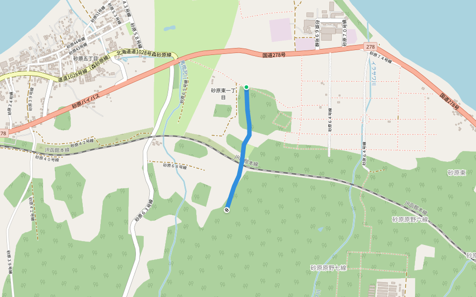 砂原６７号線 walking route map in Mori