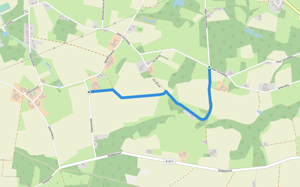 Heers Bruchweg walking route map in Ostercappeln