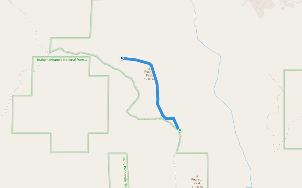Rochat Divide Road walking route map in Saint Maries