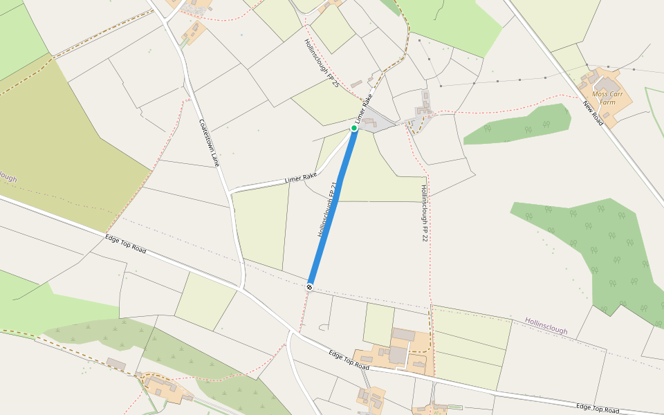 Hollinsclough FP 21 walking route map in Hollinsclough