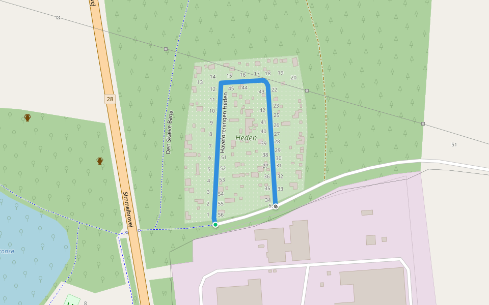 Haveforeningen Heden walking route map in Grindsted