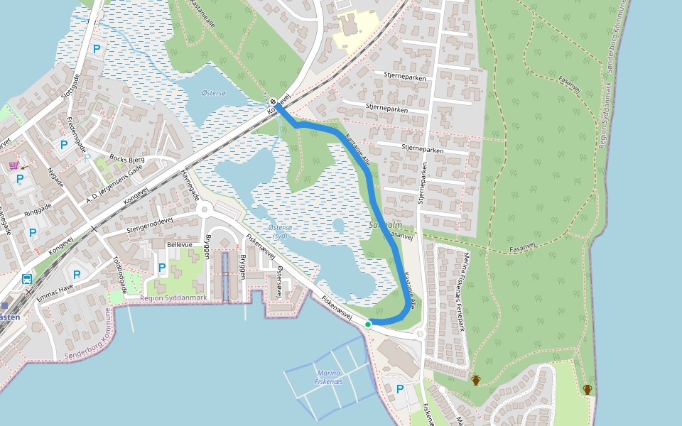 Kastanie Alle walking route map in Gråsten