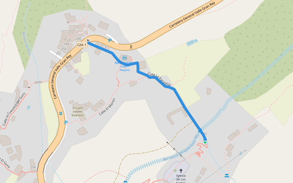 Calle La Pasadita walking route map in Valle Gran Rey