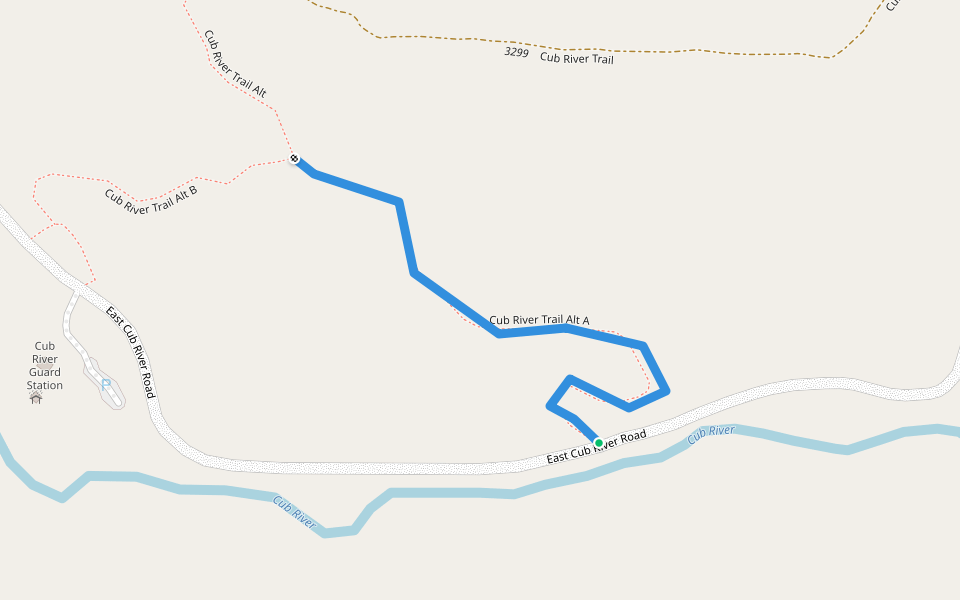 Cub River Trail Alt A walking route map in Preston