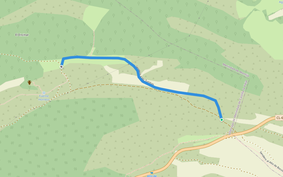 Sendero a las Tumbas walking route map in Gayangos