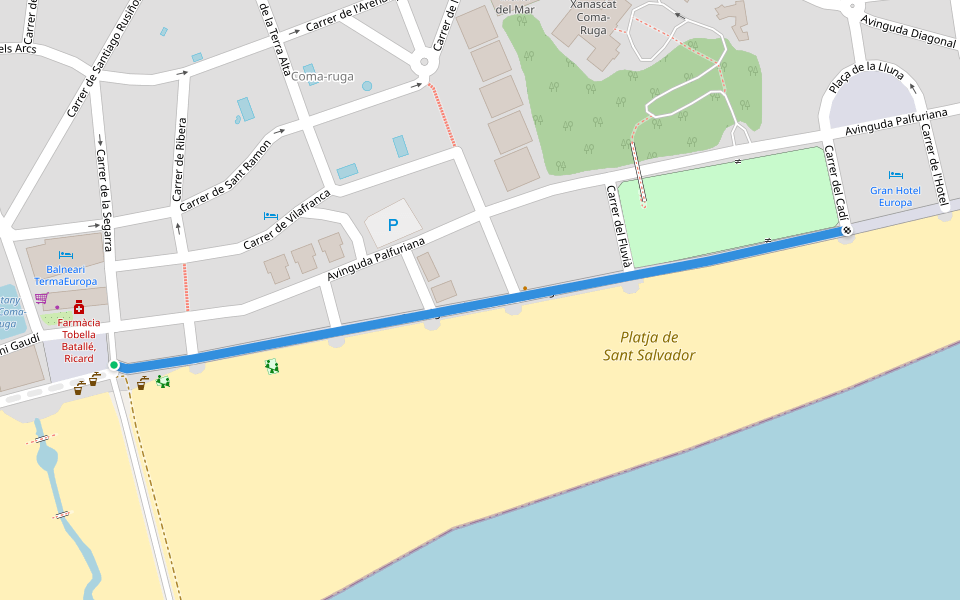 Passeig Marítim de Coma-Ruga walking route map in El Vendrell