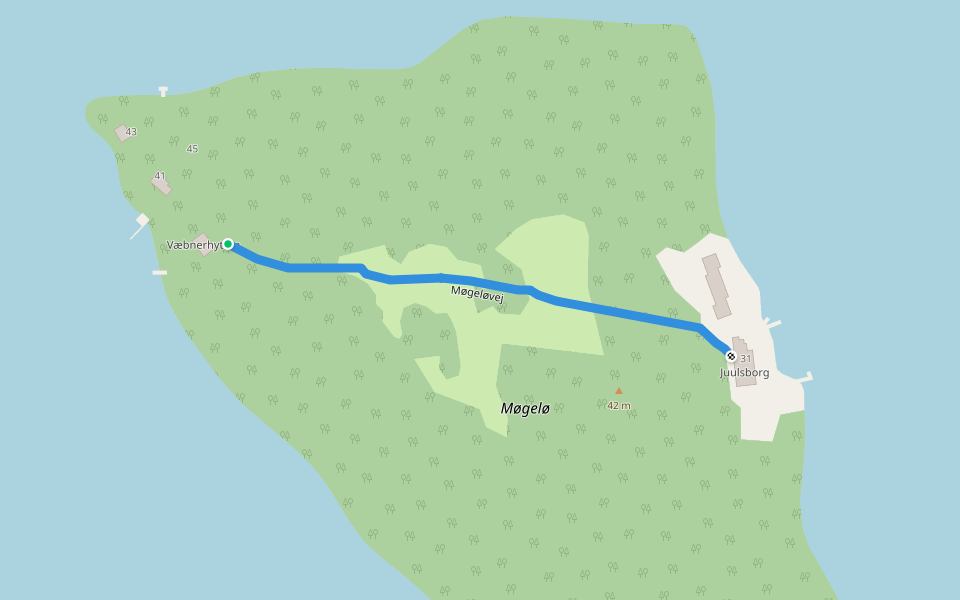Møgeløvej walking route map in Silkeborg
