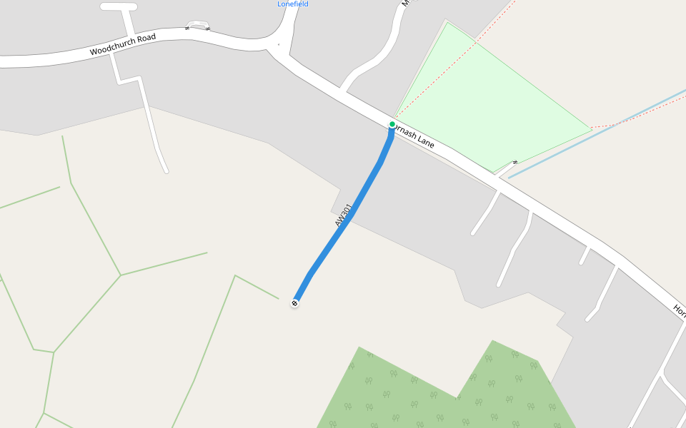 AW301 walking route map in Shadoxhurst