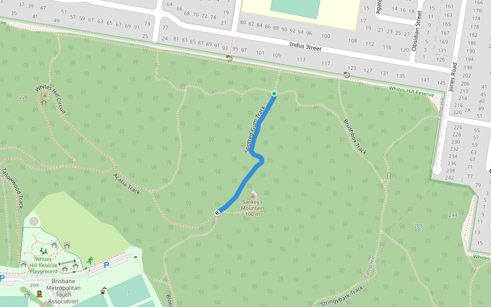 Spotted Gum Track walking route map in Camp Hill