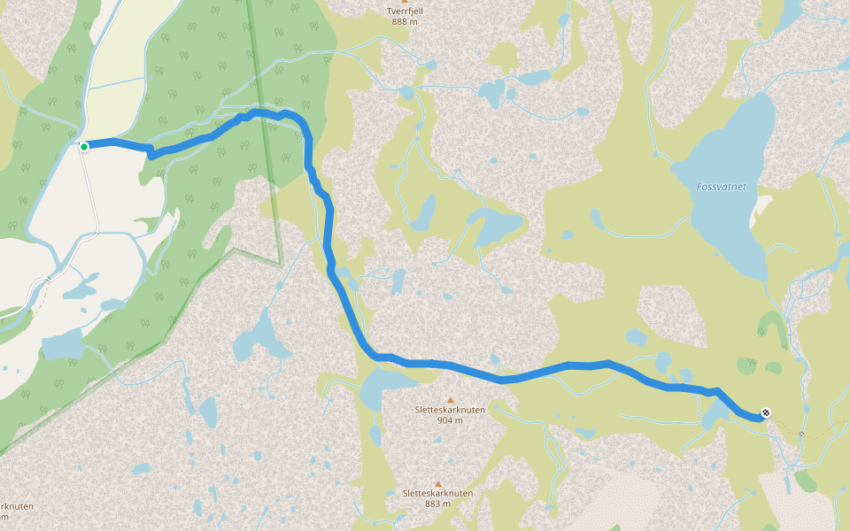 Driftaveien walking route map in Øvre Espedal