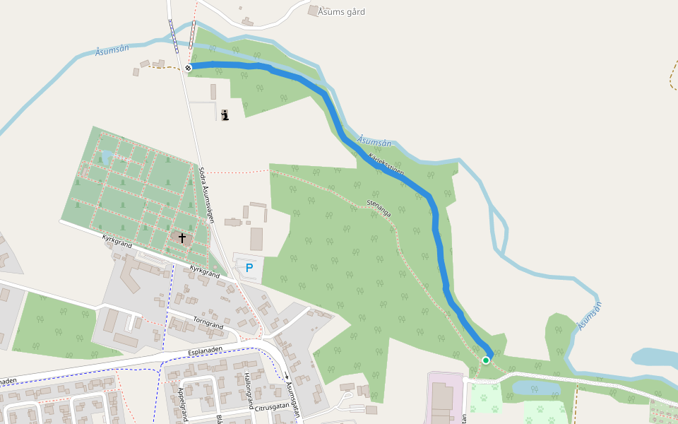 Kärleksstigen walking route map in Sjöbo