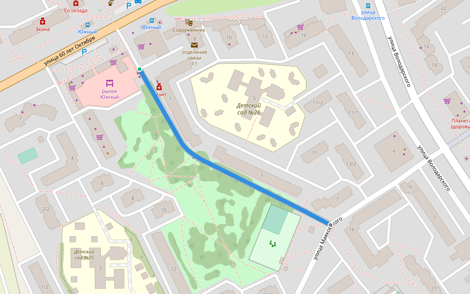 улица Маяковского walking route map in Kirovo-Chepetsk
