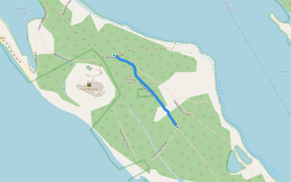 Rifle Range Trail walking route map in Shearwater