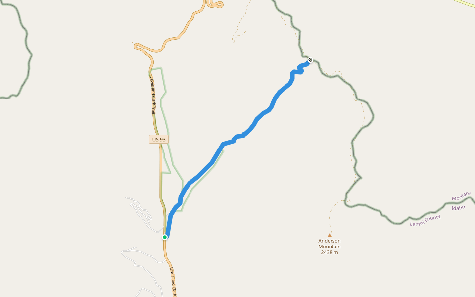 Pierce Creek Trail walking route map in Gibbonsville