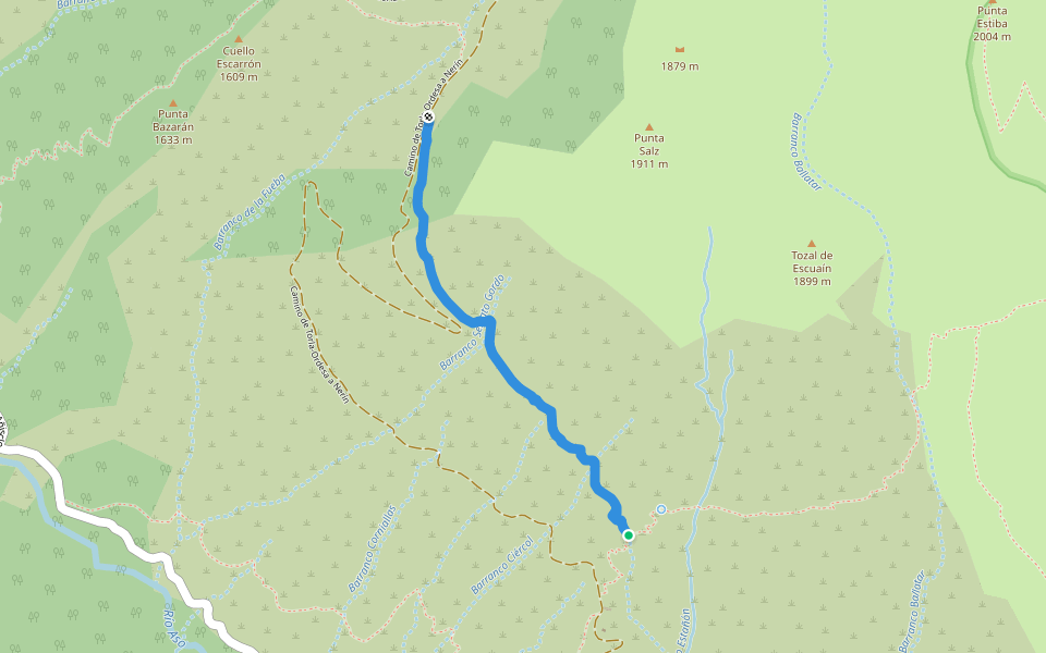 Camino del Cuello Arenas walking route map in Fanlo