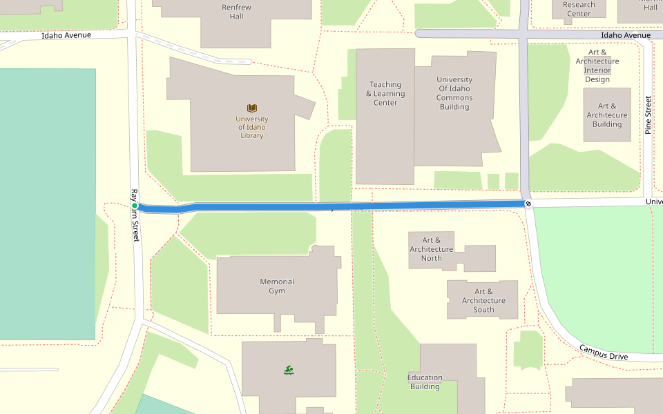 University Avenue walking route map in Moscow