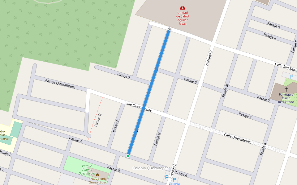 Pasaje O walking route map in Santa Tecla