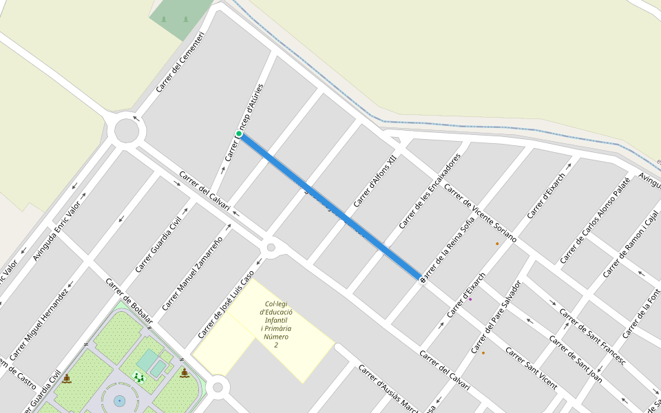 Avinguda de Juan Carlos I walking route map in Rafelbunyol