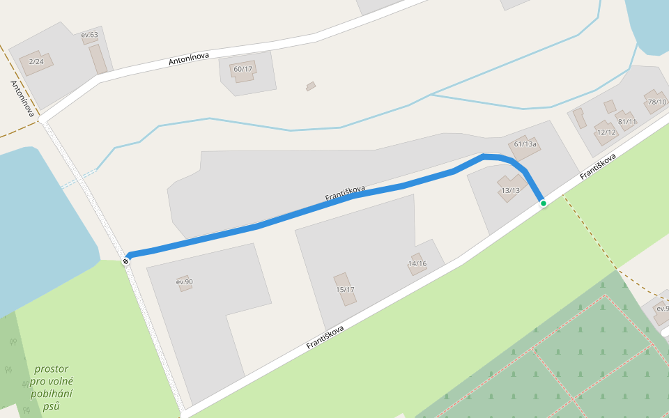 Františkova walking route map in Jiříkov