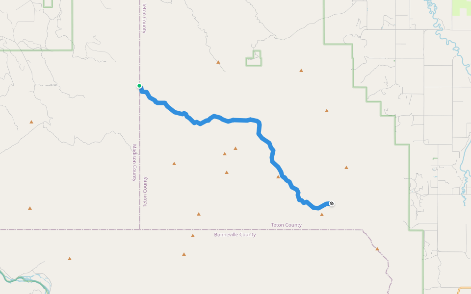 Foot Trail walking route map in Driggs