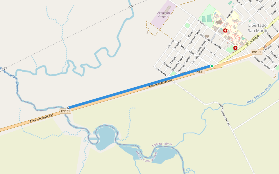 Senda Aeróbica walking route map in Libertador San Martín