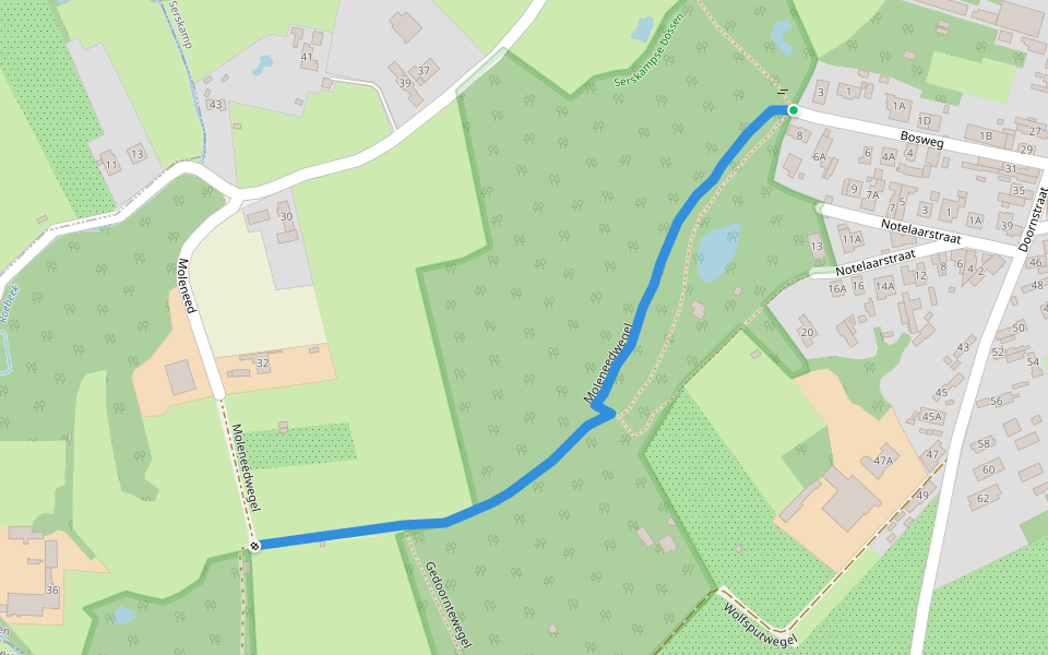 Moleneedwegel walking route map in Wichelen