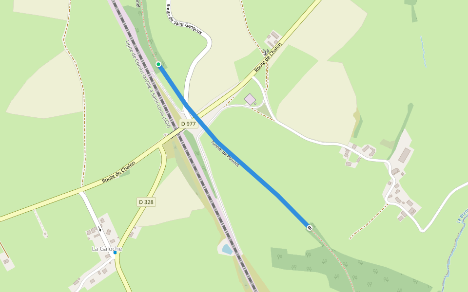 Tunnel de Poluzot walking route map in Saint-Laurent-d'Andenay