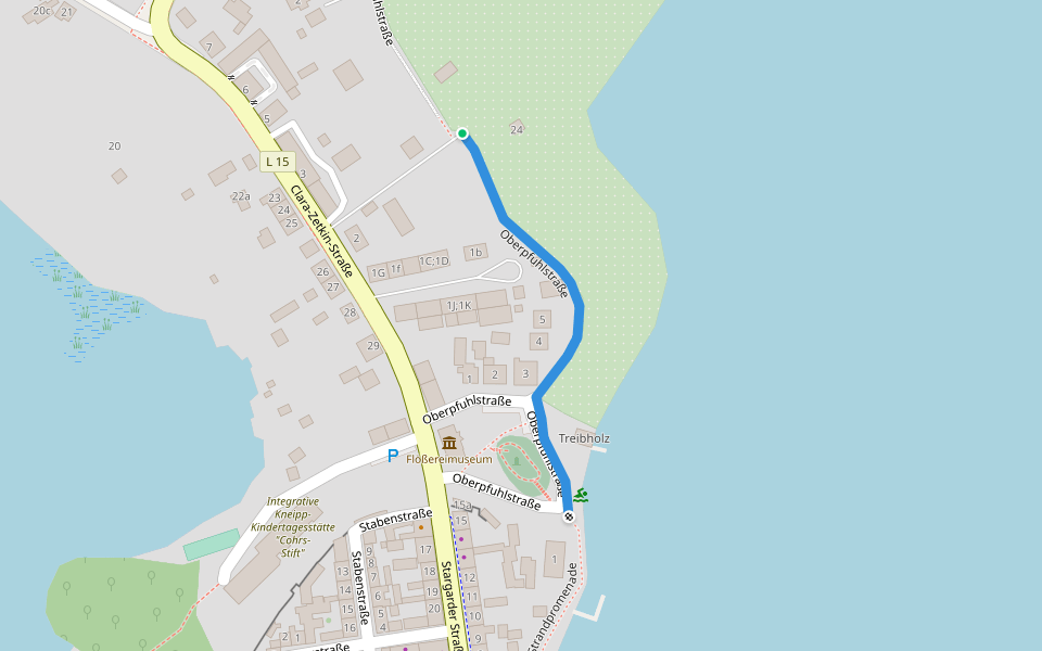 Oberpfuhlstraße walking route map in Lychen