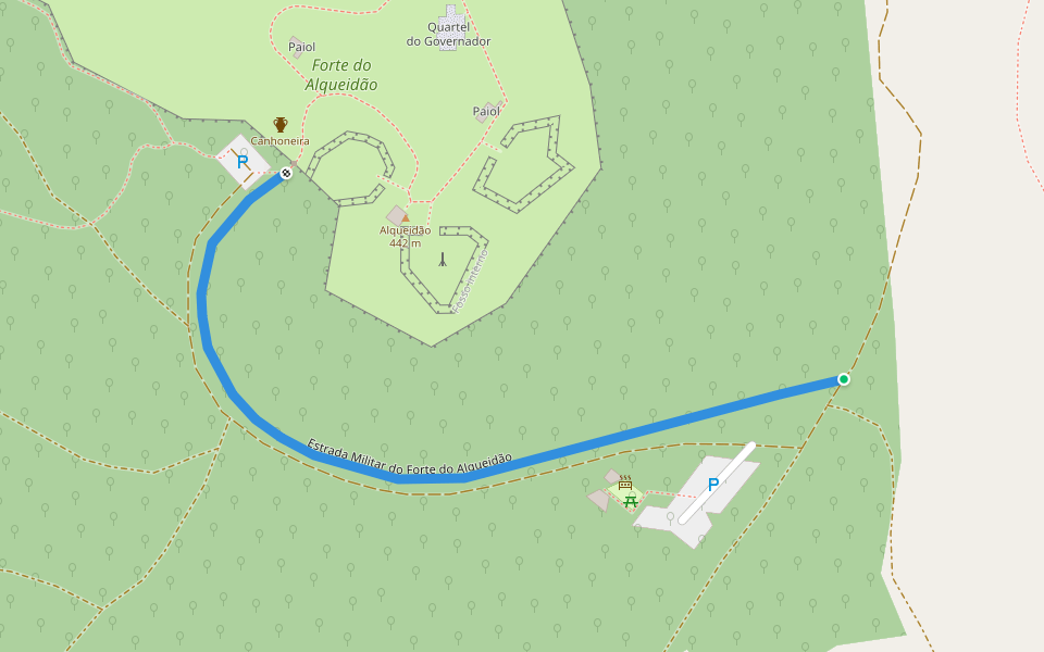 Estrada Militar do Forte do Alqueidão walking route map in Arranhó