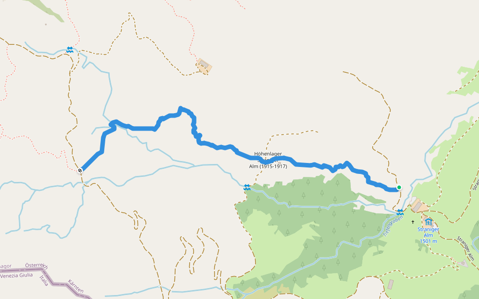 Karnischer Höhenweg (neu) walking route map in Stranig